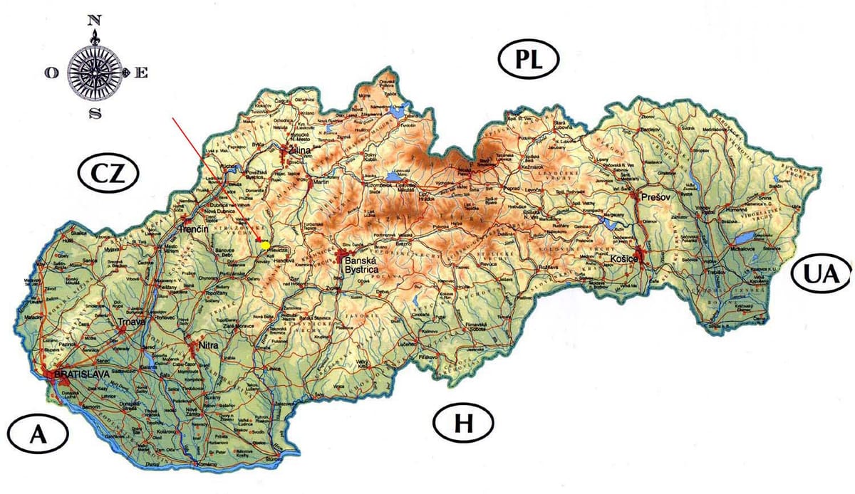 карта Словаччини замки