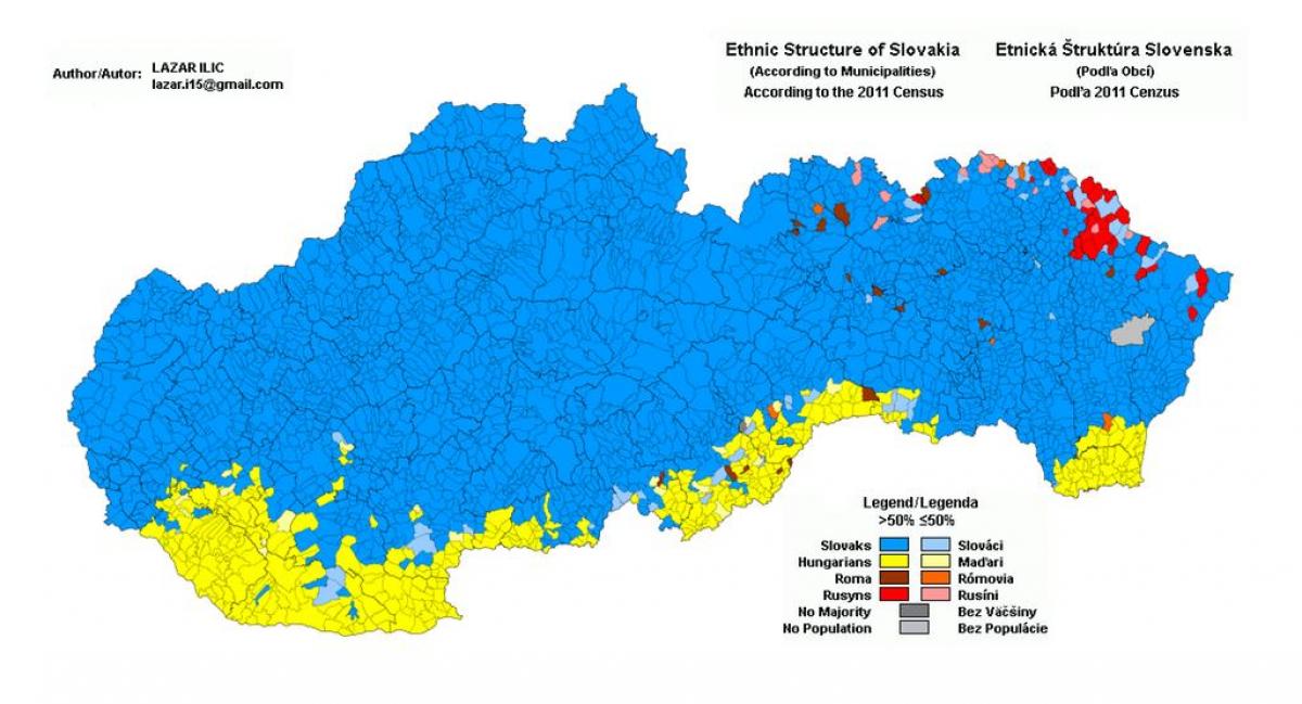 карта етнічні Словаччини