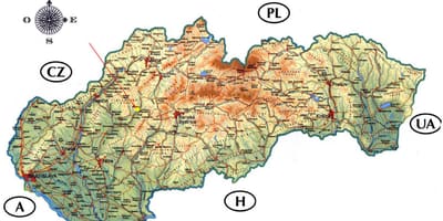 Карта Словаччини замки