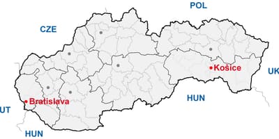 Карта Кошице Словаччина