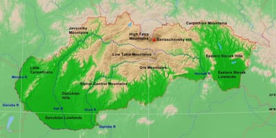 Карта Словаччини гори