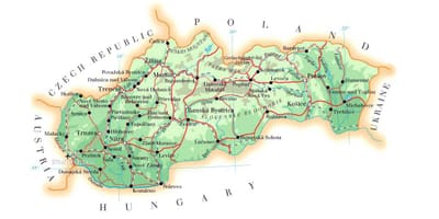 Карта гірськолижних курортів Словаччини