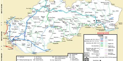 Словаччина поїзді на карті