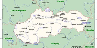 Карта з містами Словаччини