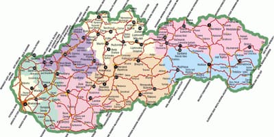 Словаччина пам'ятки на карті
