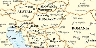 Карта Словаччини навколишніх країн